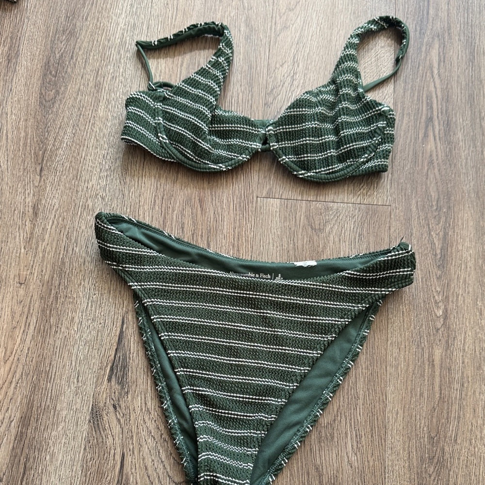 Abercrombie & Fitch Olive Striped Bikini
